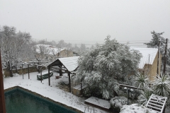 Garden pool in snow